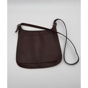 Vintage Coach 9082 Large Hippie Flap Saddle Bag Brown Leather Crossbody